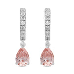 ETERNAL BLUSH COLLECTION 14K WHITE/ROSE GOLD 2.00CT ROUND/PINK PEAR DIAMOND LADIES HOOPS EARRINGS