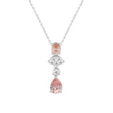 ETERNAL BLUSH COLLECTION 14K WHITE GOLD 2.00CT PINK PEAR & OVAL DIAMOND / PEAR DIAMOND LADIES PENDANT WITH CHAIN