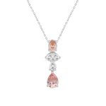 ETERNAL BLUSH COLLECTION 14K WHITE/ROSE GOLD 2.00CT PINK PEAR/OVAL/DIAMOND LADIES PENDANT WITH CHAIN