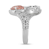ETERNAL BLUSH COLLECTION LADIES RING 4 3/4CT ROUND/PEAR DIAMOND 14K WHITE GOLD (CENTER STONE PINK PEAR DIAMOND 2CT)