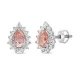 ETERNAL BLUSH COLLECTION LADIES EARRINGS 3CT ROUND/PEAR DIAMOND 14K WHITE/ROSE GOLD (CENTER STONE PINK PEAR DIAMOND 1CT)