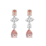 ETERNAL BLUSH COLLECTION 14K WHITE GOLD 3 1/2CT PINK OVAL/ PINK PEAR DIAMOND LADIES EARRINGS 
