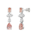 ETERNAL BLUSH COLLECTION 14K WHITE/ROSE GOLD 3 1/2CT OVAL/PEAR DIAMOND LADIES EARRINGS (PINK PEAR DIAMOND 3/4CT/ PINK OVAL DIAMOND  1/2CT)
