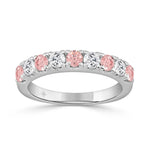 ETERNAL BLUSH COLLECTION 14K WHITE GOLD 1.00 CT ROUND PINK & WHITE DIAMOND ALTERNATING BAND RING