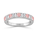 ETERNAL BLUSH COLLECTION 14K WHITE GOLD 1.00 CT ROUND PINK & WHITE DIAMOND ALTERNATING BAND RING