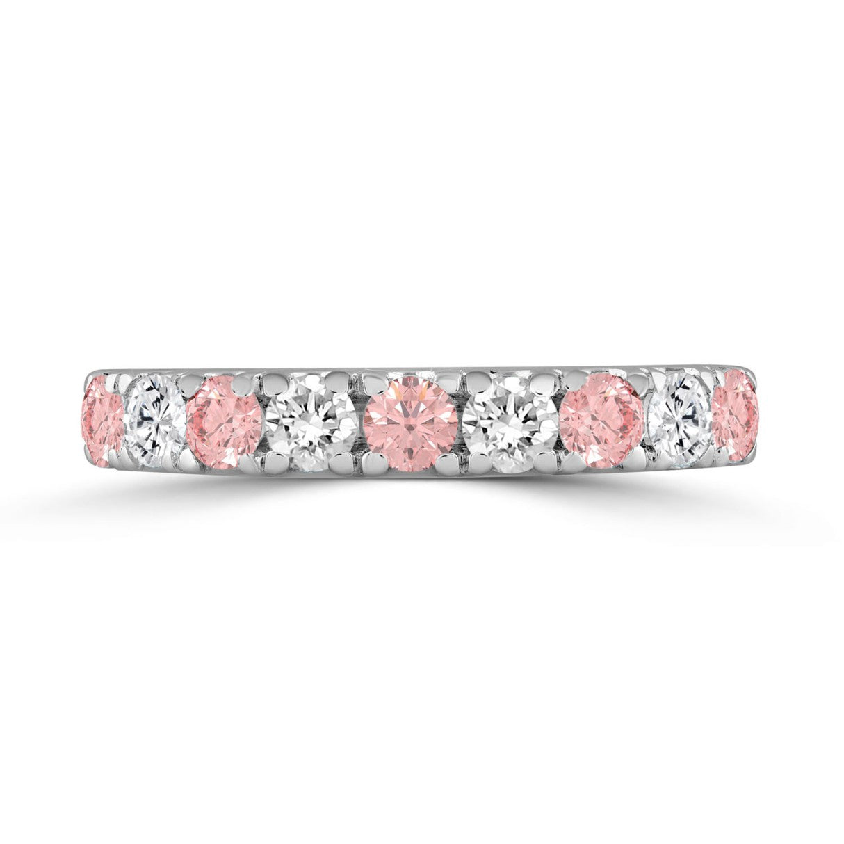 ETERNAL BLUSH COLLECTION 14K WHITE GOLD 1.00 CT ROUND PINK & WHITE DIAMOND ALTERNATING BAND RING