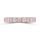 ETERNAL BLUSH COLLECTION 14K WHITE GOLD 1.00 CT ROUND PINK & WHITE DIAMOND ALTERNATING BAND RING