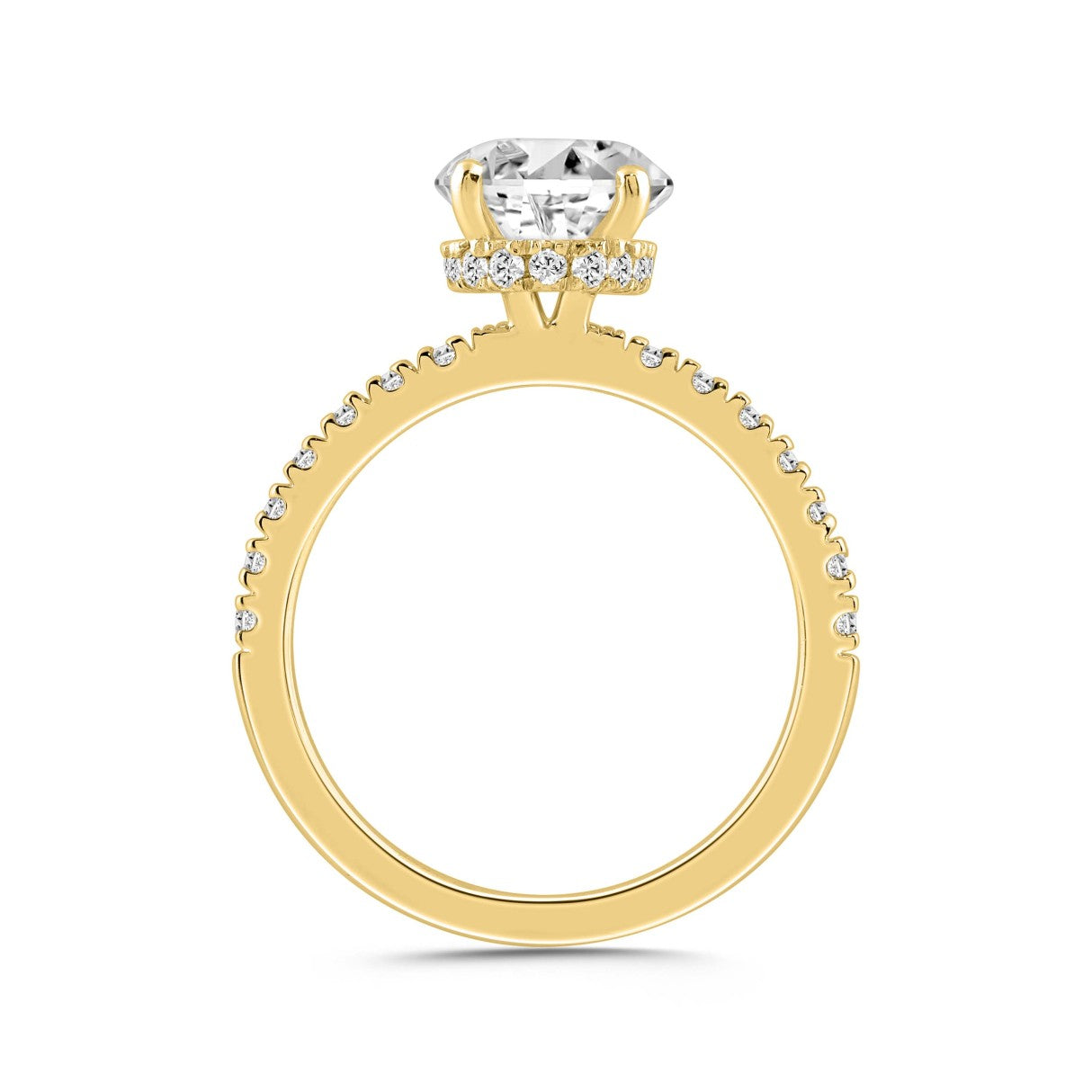 LADIES RING 2 1/2CT ROUND/OVAL DIAMOND 14K YELLOW GOLD (CENTER STONE OVAL DIAMOND 2CT )