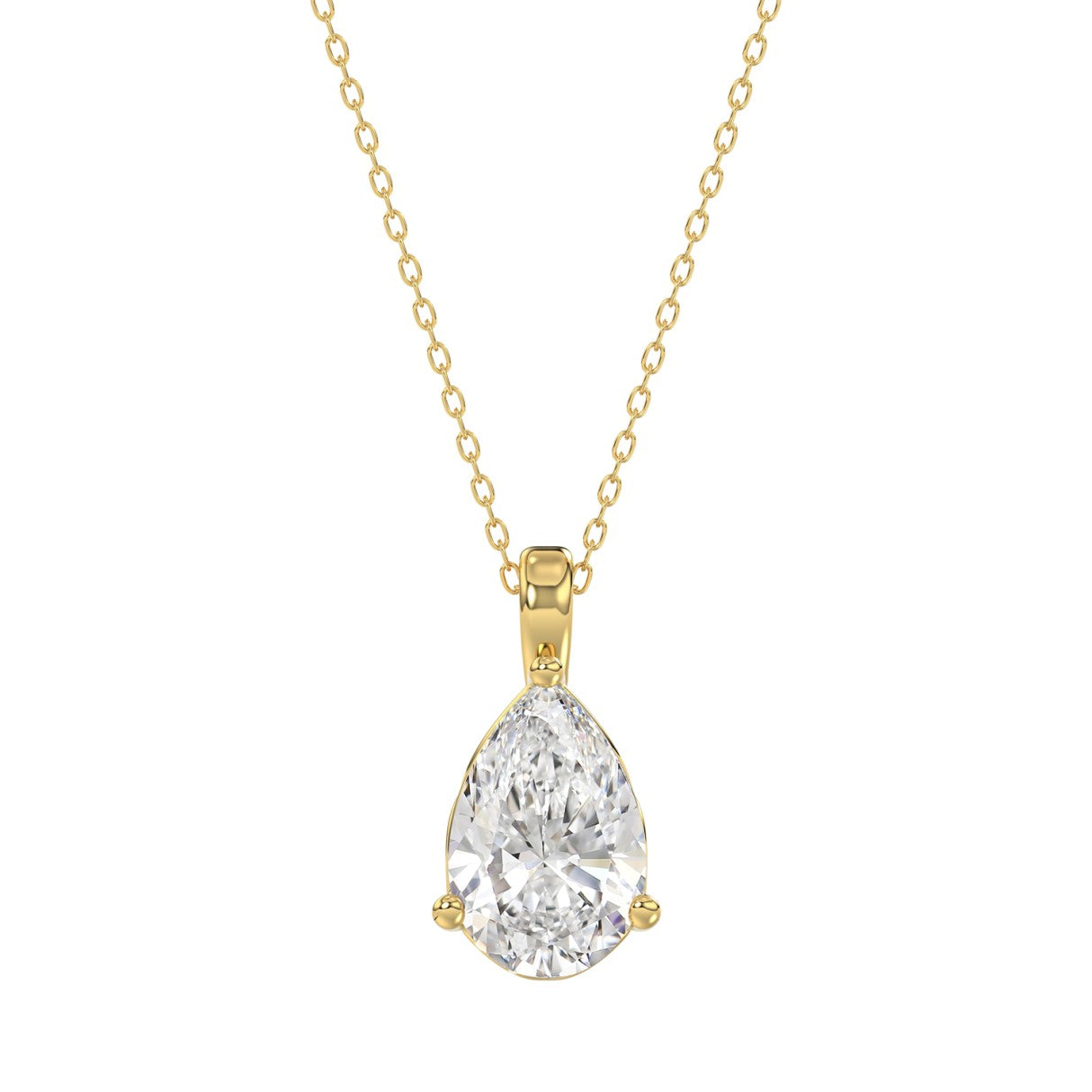 LADIES SOLITAIRE PENDANT 2 1/2CT PEAR DIAMOND 14K YELLOW GOLD 