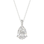LADIES SOLITAIRE PENDANT 4CT PEAR DIAMOND 14K WHITE GOLD 