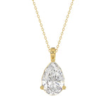 LADIES SOLITAIRE PENDANT 4CT PEAR DIAMOND 14K YELLOW GOLD 