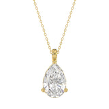 LADIES SOLITAIRE PENDANT 4CT PEAR DIAMOND 14K YELLOW GOLD 
