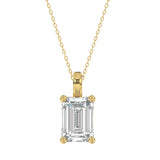 LADIES SOLITAIRE PENDANT WITH CHAIN 4CT EMERALD DIAMOND 14K YELLOW GOLD 