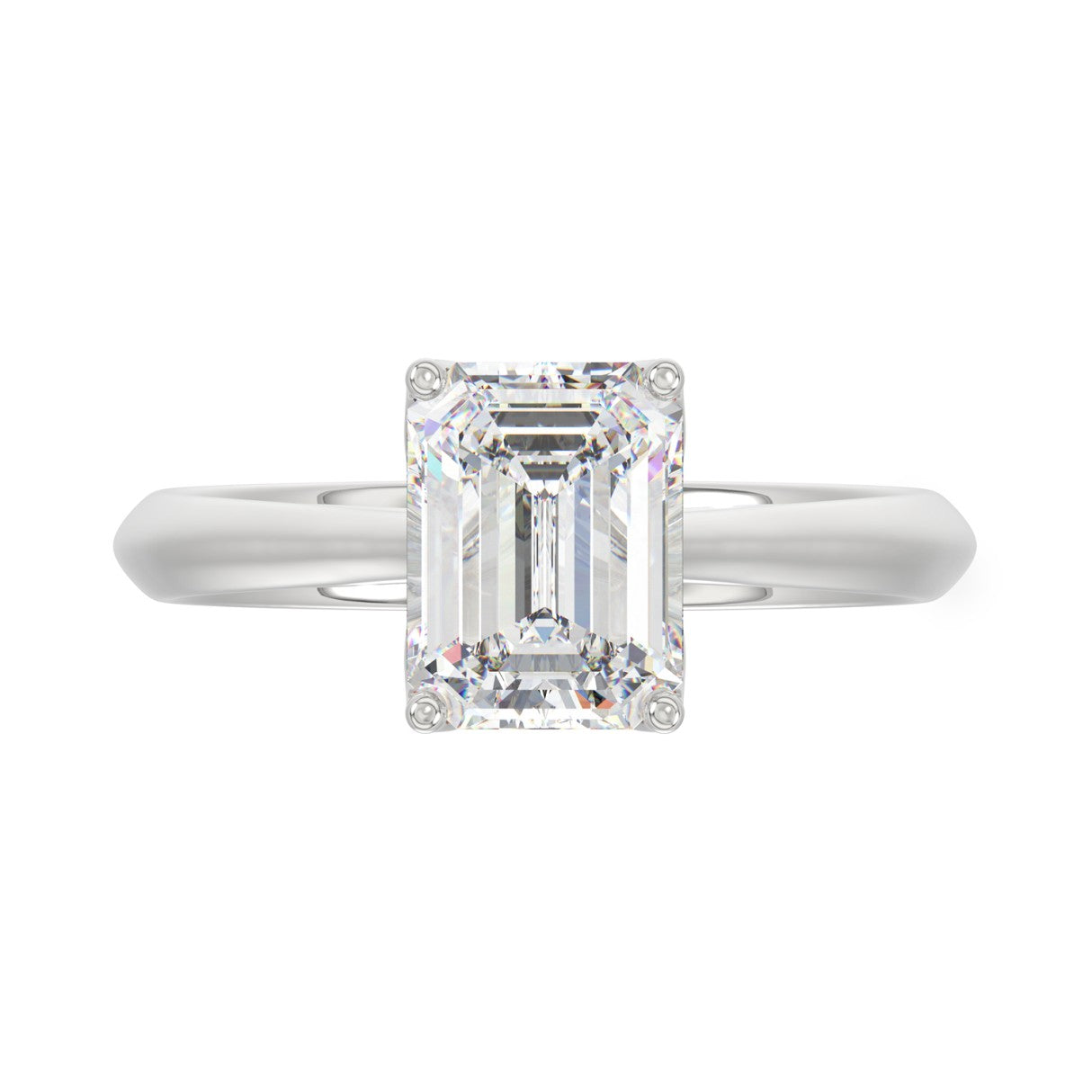 LADIES SOLITAIRE RING 2 1/2CT EMERALD DIAMOND 14K WHITE GOLD (CENTER STONE EMERALD DIAMOND 2 1/2CT)