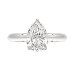 LADIES SOLITAIRE RING 2 1/2CT PEAR DIAMOND 14K WHITE GOLD 