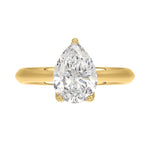 LADIES SOLITAIRE RING 2 1/2CT PEAR DIAMOND 14K YELLOW GOLD 