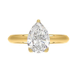 LADIES SOLITAIRE RING 2 1/2CT PEAR DIAMOND 14K YELLOW GOLD 
