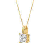 LADIES SOLITAIRE PENDANT WITH CHAIN 2 1/2CT PRINCESS DIAMOND 14K YELLOW GOLD 
