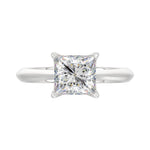 LADIES SOLITAIRE RING 2 1/2CT PRINCESS DIAMOND 14K WHITE GOLD 