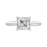 LADIES SOLITAIRE RING 2 1/2CT PRINCESS DIAMOND 14K WHITE GOLD 