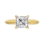LADIES SOLITAIRE RING 2 1/2CT PRINCESS DIAMOND 14K YELLOW GOLD 