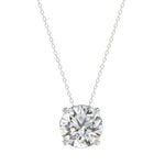 LADIES SOLITAIRE PENDANT WITH UNDER-PASS CHAIN 2 1/2CT ROUND DIAMOND 14K WHITE GOLD 