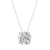 LADIES SOLITAIRE PENDANT WITH UNDER-PASS CHAIN 2 1/2CT ROUND DIAMOND 14K WHITE GOLD 