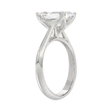 LADIES SOLITAIRE RING 4CT EMERALD DIAMOND 14K WHITE GOLD 