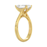 LADIES SOLITAIRE RING 4CT EMERALD DIAMOND 14K YELLOW GOLD 
