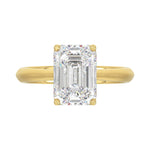 LADIES SOLITAIRE RING 4CT EMERALD DIAMOND 14K YELLOW GOLD 