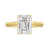 LADIES SOLITAIRE RING 4CT EMERALD DIAMOND 14K YELLOW GOLD 