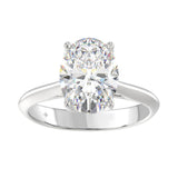 LADIES SOLITAIRE RING 4CT OVAL DIAMOND 14K WHITE GOLD 