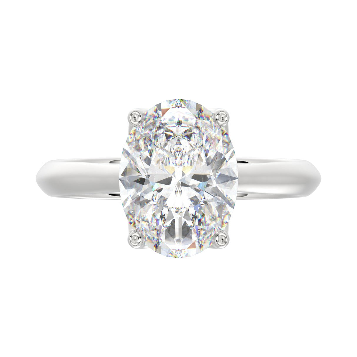LADIES SOLITAIRE RING 4CT OVAL DIAMOND 14K WHITE GOLD 