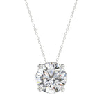 LADIES SOLITAIRE PENDANT WITH CHAIN 4CT ROUND DIAMOND 14K WHITE GOLD 