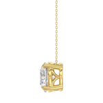 LADIES SOLITAIRE PENDANT WITH UNDER-PASS CHAIN 4CT ROUND DIAMOND 14K YELLOW GOLD 
