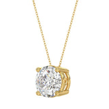 LADIES SOLITAIRE PENDANT WITH UNDER-PASS CHAIN 4CT ROUND DIAMOND 14K YELLOW GOLD 
