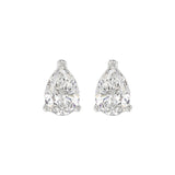 LADIES SOLITAIRE EARRINGS 4.00CT PEAR DIAMOND 14K WHITE GOLD 