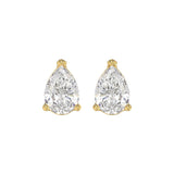 LADIES SOLITAIRE EARRINGS 4.00CT PEAR DIAMOND 14K YELLOW GOLD 