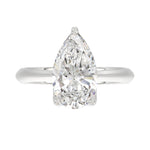 LADIES SOLITAIRE RING 4CT PEAR DIAMOND 14K WHITE GOLD 