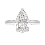 LADIES SOLITAIRE RING 4CT PEAR DIAMOND 14K WHITE GOLD 