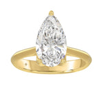 LADIES SOLITAIRE RING 4CT PEAR DIAMOND 14K YELLOW GOLD 