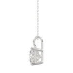 LADIES SOLITAIRE PENDANT WITH CHAIN 4CT PRINCESS DIAMOND 14K WHITE GOLD 