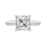 LADIES SOLITAIRE RING 4CT PRINCESS DIAMOND 14K WHITE GOLD 