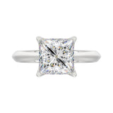 LADIES SOLITAIRE RING 4CT PRINCESS DIAMOND 14K WHITE GOLD 