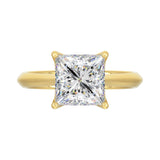 LADIES SOLITAIRE RING 4CT PRINCESS DIAMOND 14K YELLOW GOLD 