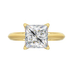 LADIES SOLITAIRE RING 4CT PRINCESS DIAMOND 14K YELLOW GOLD 