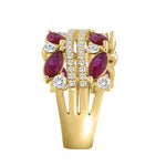14K YELLOW GOLD 2.00CT ROUND/MARQUISE DIAMOND LADIES RING (RUBY DIAMOND 1 1/2CT)