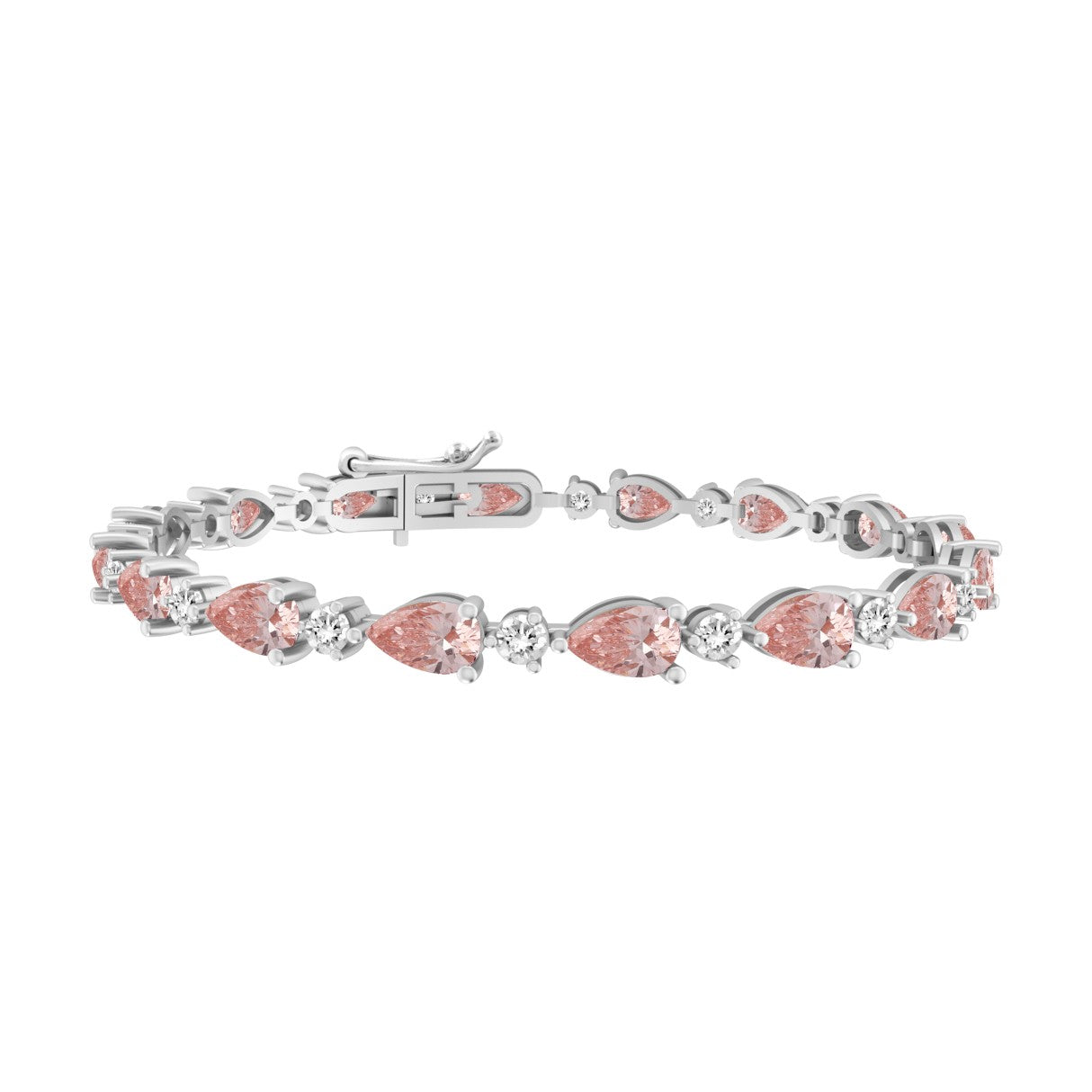 ETERNAL BLUSH COLLECTION LADIES BRACELET 9 1/2CT ROUND/ PINK PEAR DIAMOND 14K WHITE/ROSE GOLD 
