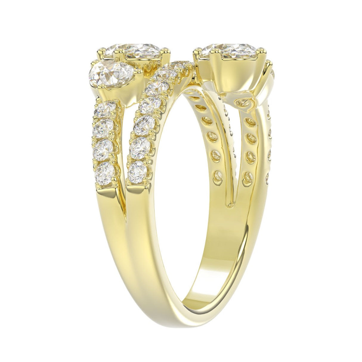 LADIES RING 2.00CT ROUND/OVAL/PEAR DIAMOND 14K YELLOW GOLD 