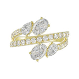 LADIES RING 2.00CT ROUND/OVAL/PEAR DIAMOND 14K YELLOW GOLD 